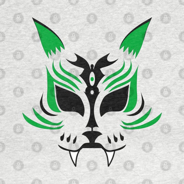 Kitsune Face - Green by ChrisOConnell